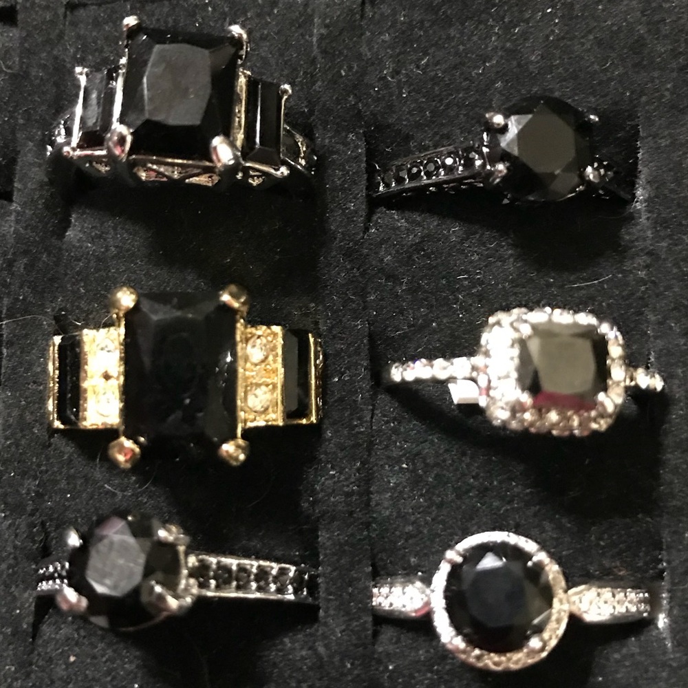 HPππ Black & White Sapphire Rings Size 8.5 - 9 - Picture 1 of 7